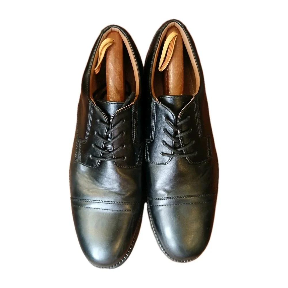 George Shoes Mens Size‎ 12 Oxford Lace-Up Design Black Dress Shoes Career #1169